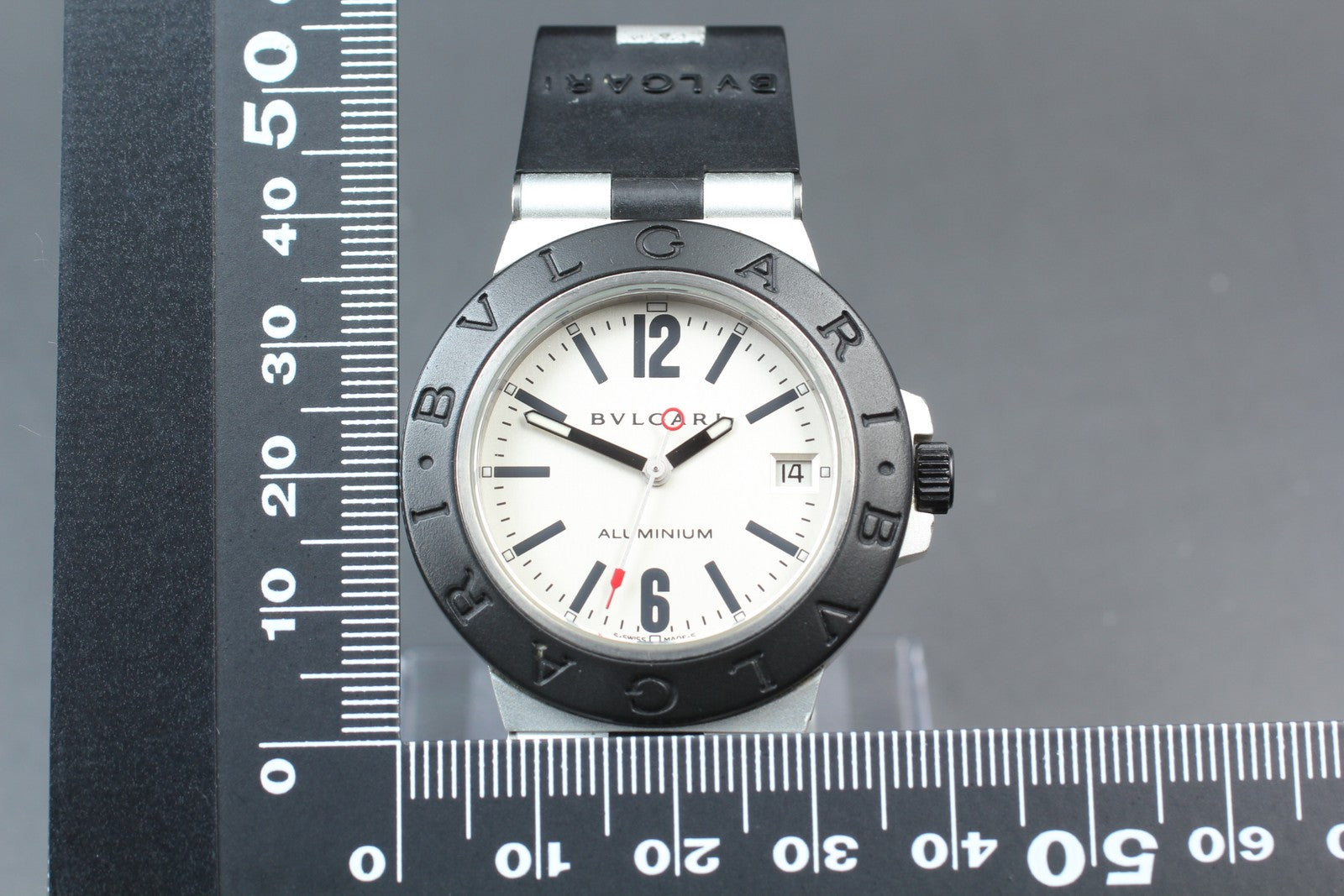 BVLGARI Aluminum AL38TA Silver Dial Date Automatic Men's Watch 38mm JAPAN Exc+5
