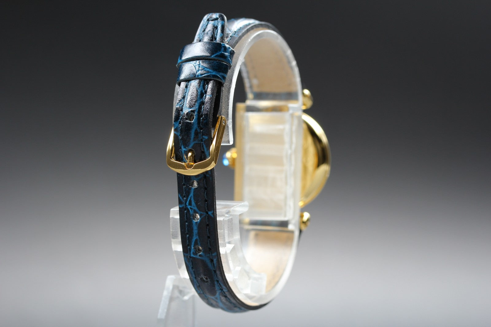 Vintage Cartier Must Colisee Vermeil 590002 Blue Gold Women's Qz Watch [Pouch]