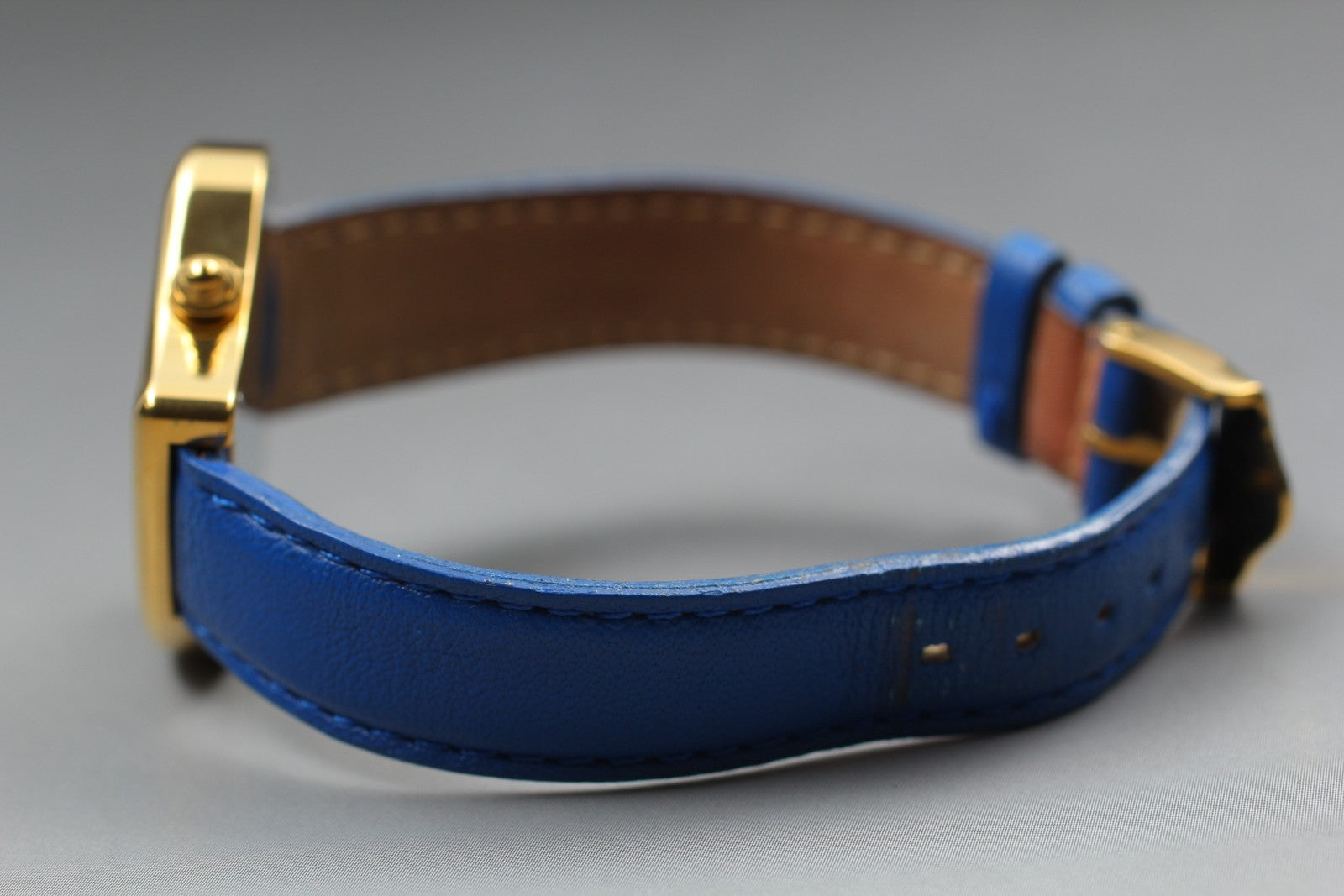 [Exc+5] Yves Saint Laurent Heart Gold Blue 30mm Women's Watch Quartz JAPAN