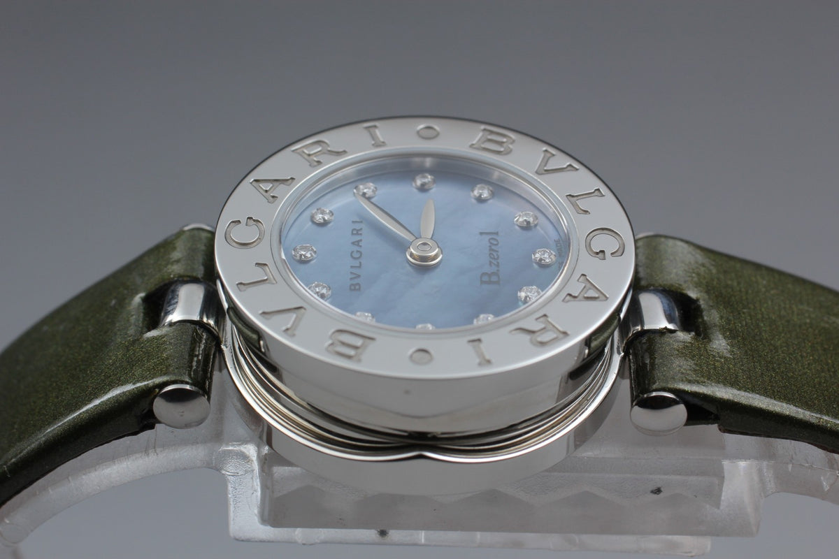 New Batt BVLGARI B-zero1 BZ22S Quartz Blue Dial Women's Watch 22mm JAPAN Box