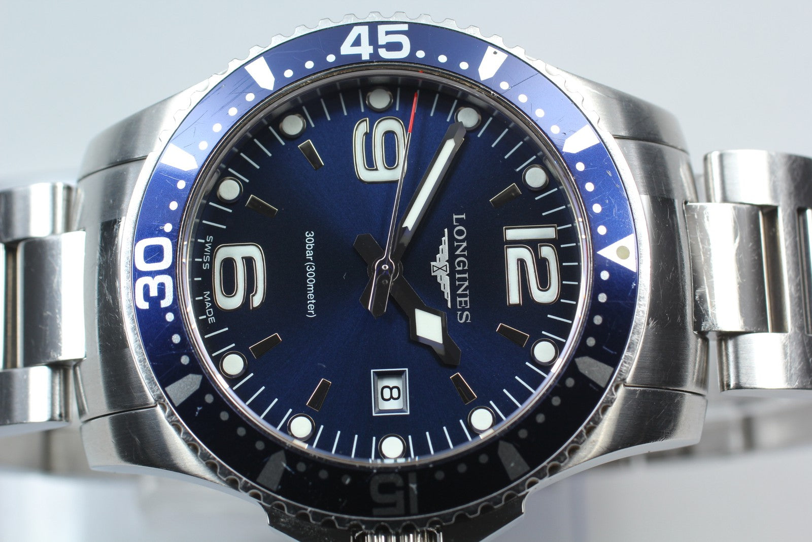 New Batt LONGINES Hydro Conquest L3.730.4 Blue Quartz Date Mens Watch 39mm Exc+5