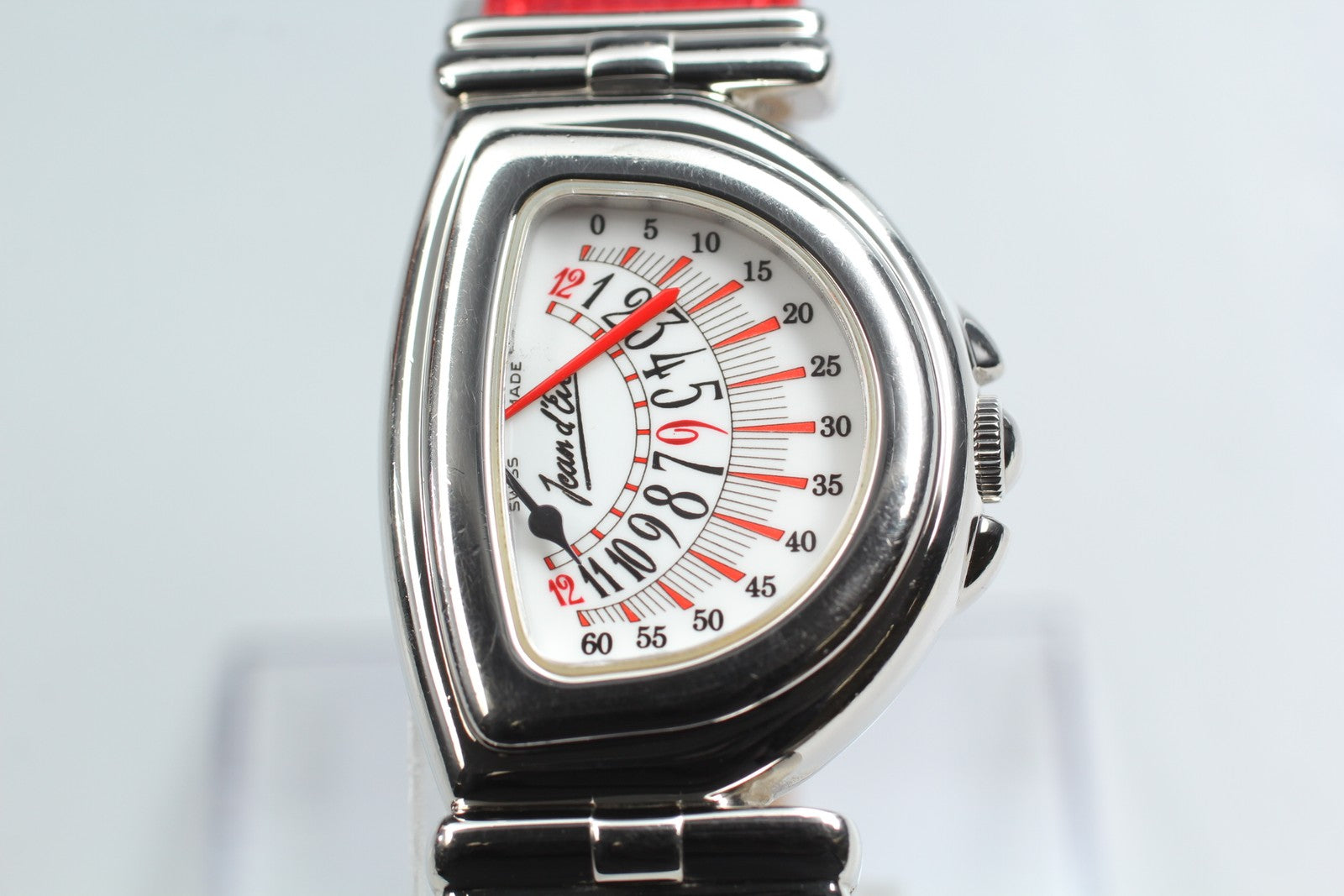 Jean d'eve Sectora Gold 24mm Silver Red Women's Quartz Watch JAPAN [w /Box]