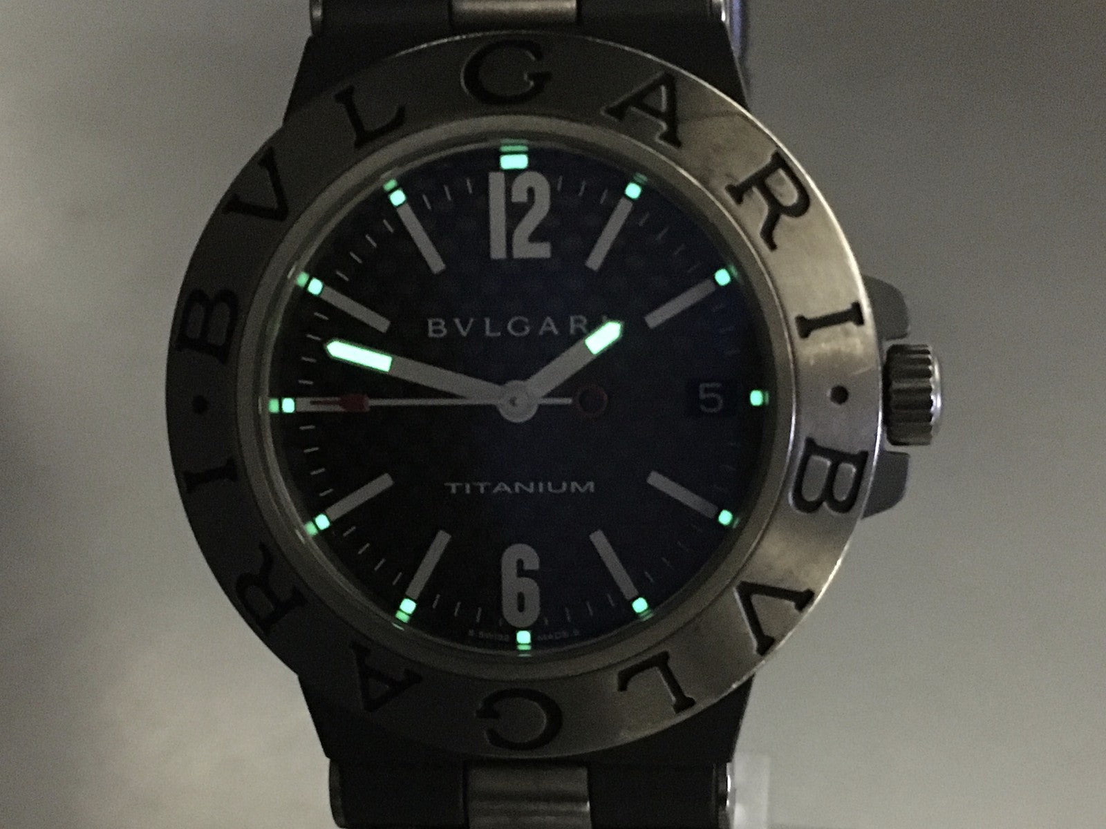 Vintage BVLGARI Diagono TI38TA Automatic Black Date Men's Watch 38mm From JAPAN