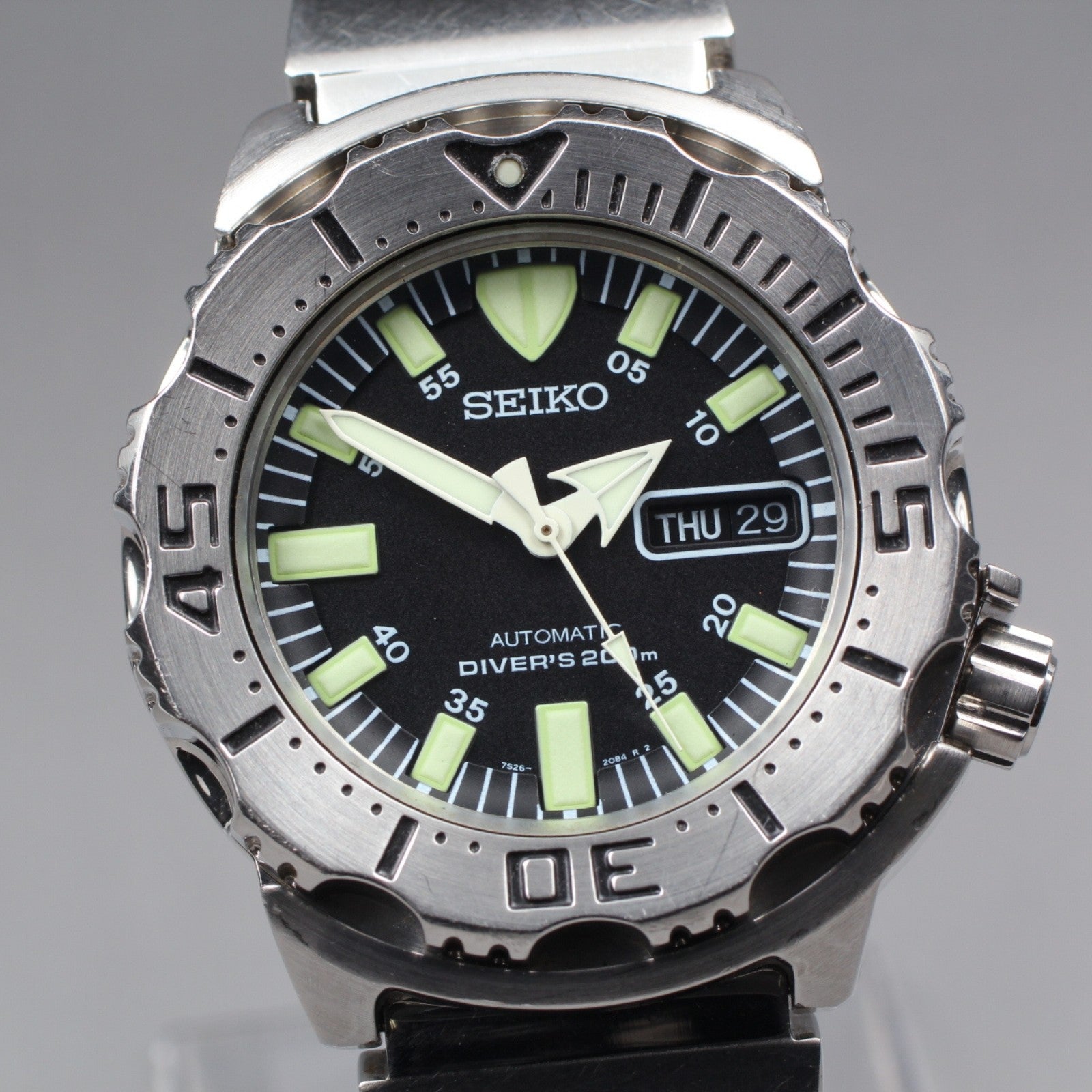 Exc+5* SEIKO 7S26-0350 SKX779 Divers Black Monster Automatic Men's Watch JAPAN