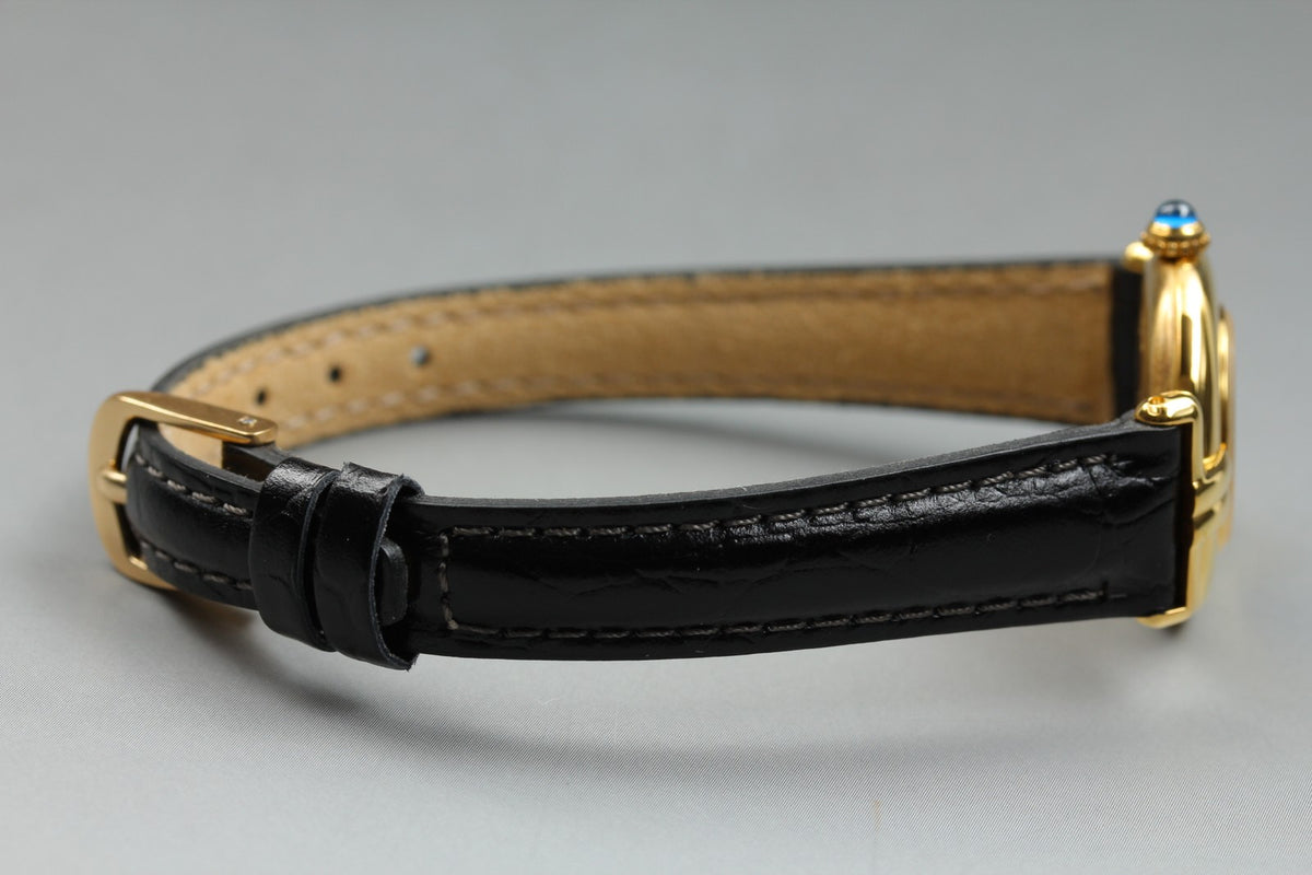 Cartier Must Colisee Vermeil 590002 Black Gold Women's Qz Watch Vintage [Box]
