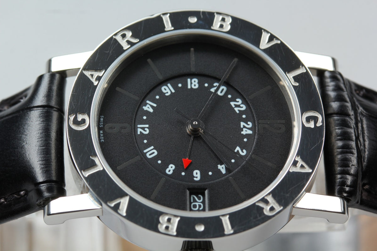 BVLGARI BVLGARIBVLGARI BB33SL GMT Black Automatic Men's Watch 33mm JAPAN Box