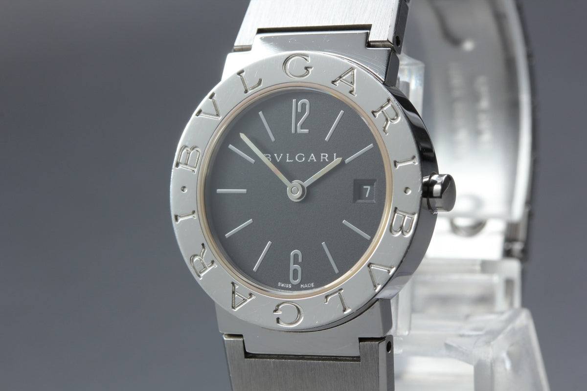 New Batt BVLGARI BB26SS Black Dial Quartz Date Women's Watch  26mm Used JAPAN