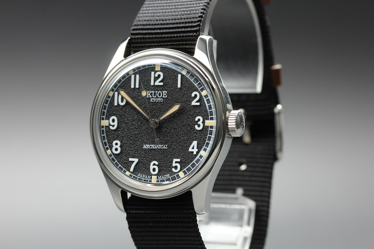 KUOE KYOTO OLD SMITH 90-002 35mm Black Automatic Men's Watch JAPAN [Box]