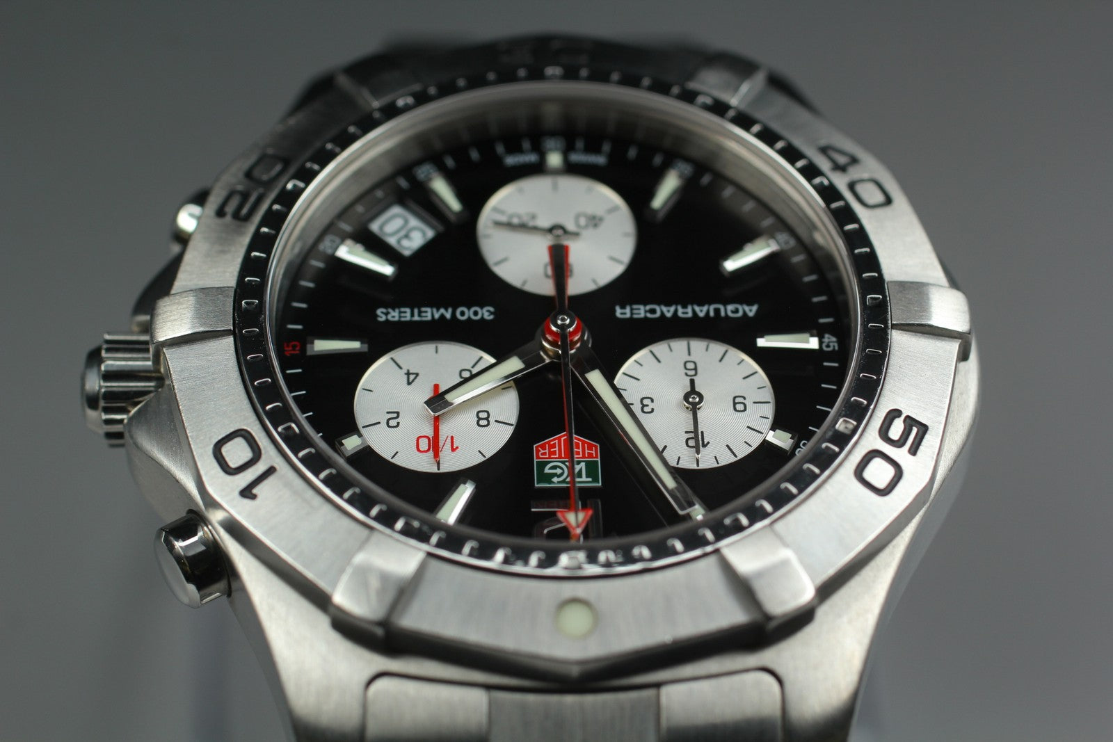 [Exc+5] Tag Heuer Aquaracer CAF1110 Chronograph Black Quartz Men’s Watch JAPAN