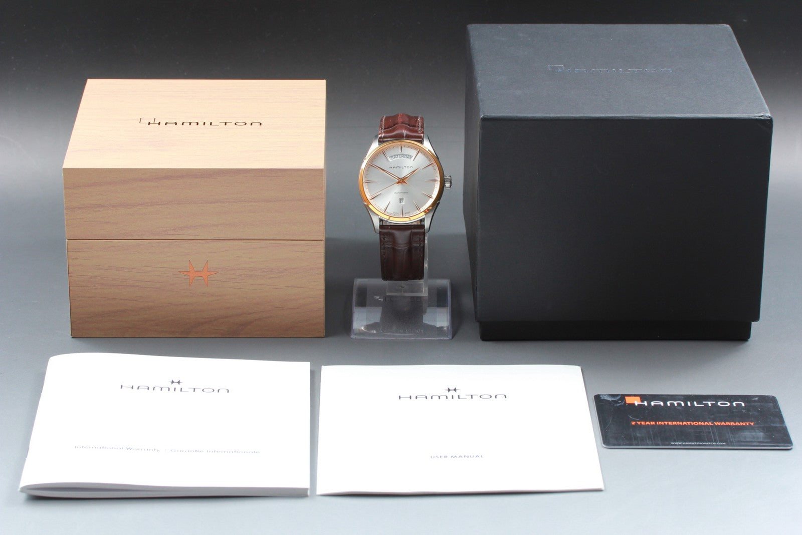 Hamilton Jazzmaster H425250 Silver Automat Day/Date Men's Watch 42mm JAPAN