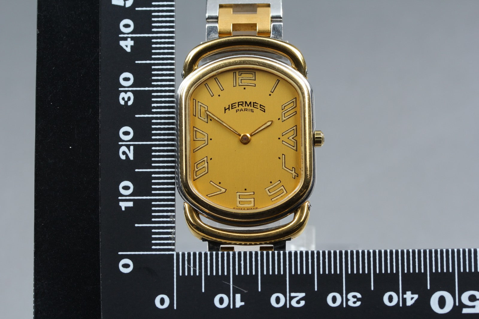 New Batt HERMES Rally RA1.240 Quartz Gold Dial Women's Watch 25mm JAPAN Box