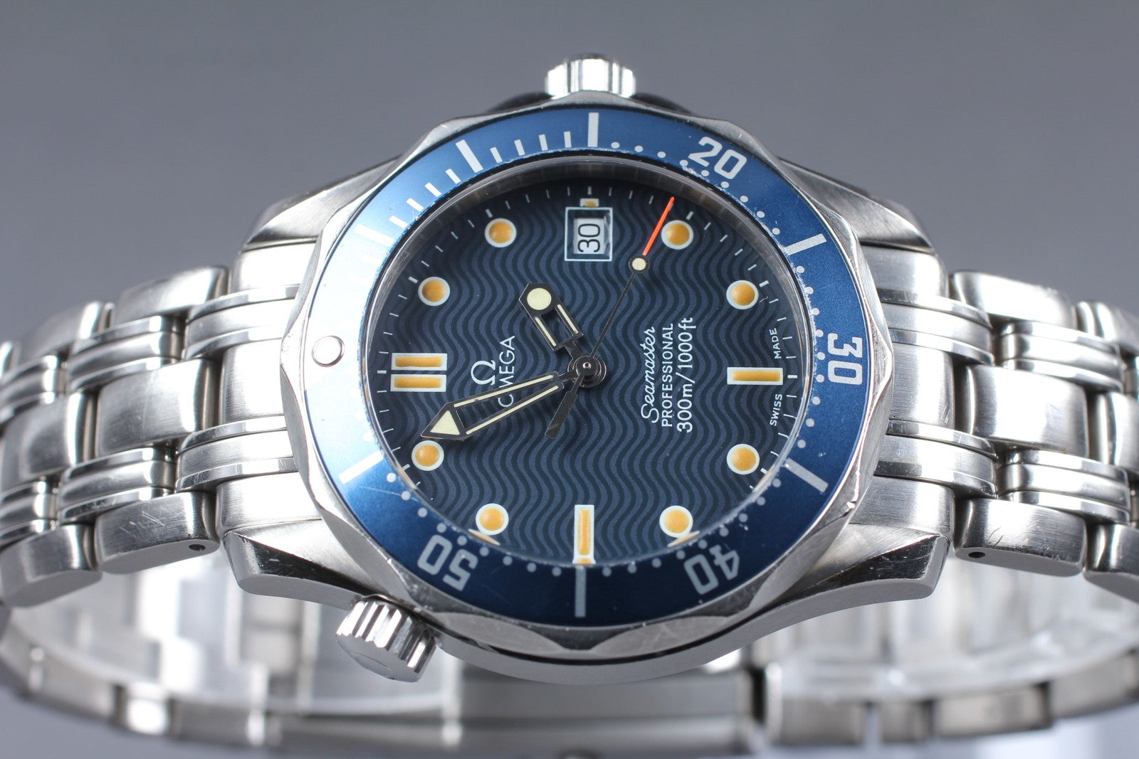 [Exc+5 Box] OMEGA Seamaster 2561.80 300M Date Blue 36mm Men's Quartz Watch