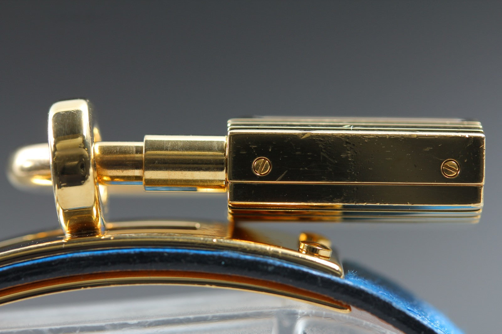 Vintage HERMES Kelly Watch Gold Blue "Z" Woman's Quartz Watch JAPAN [Box]