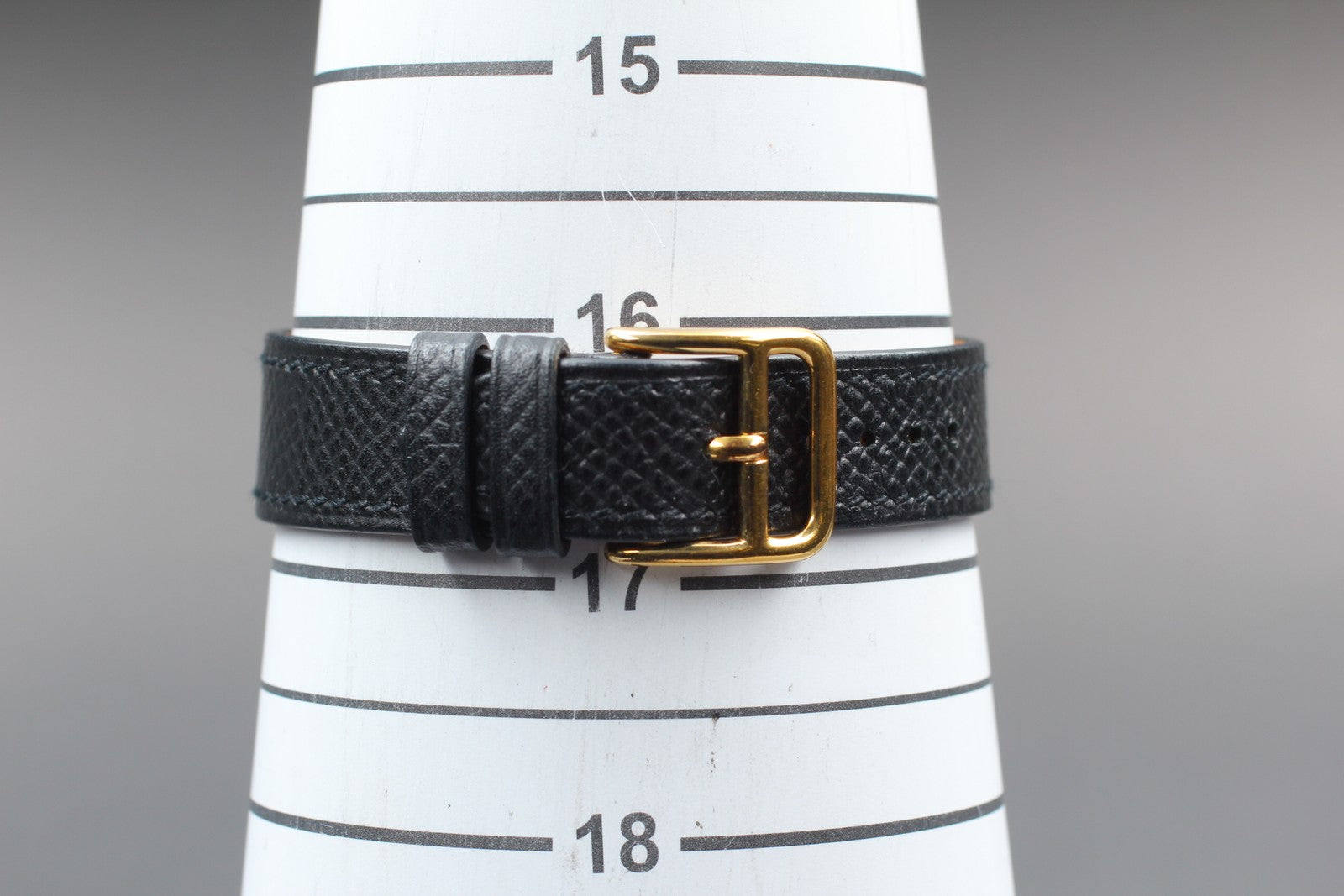 [Exc+5] HERMES H Watch HH1.201 Gold Black "N" 21mm Woman's Watch Quartz JAPAN