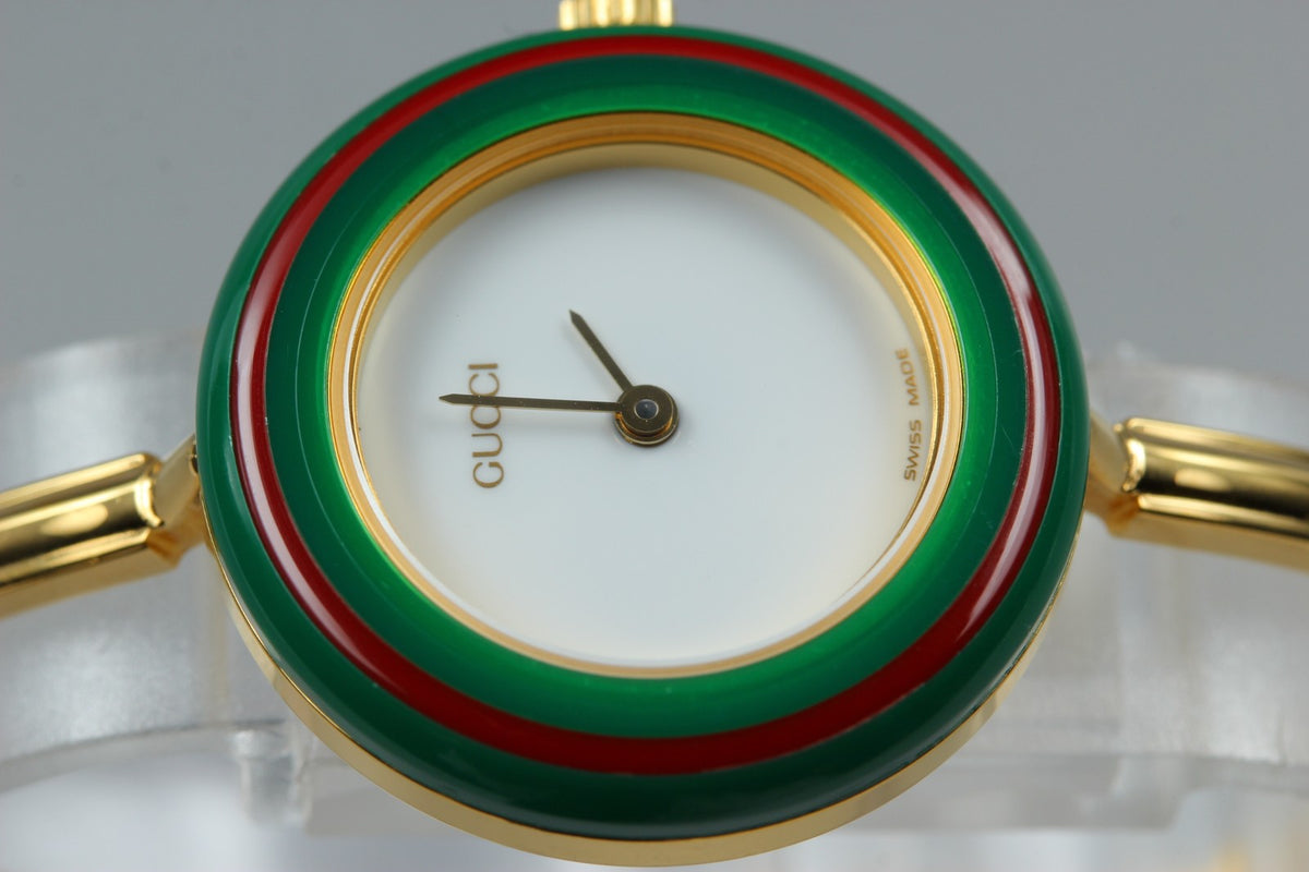 GUCCI Change Bezel 11/12.2 12Color Quartz Women's Watch 25mm JAPAN Box New Batt