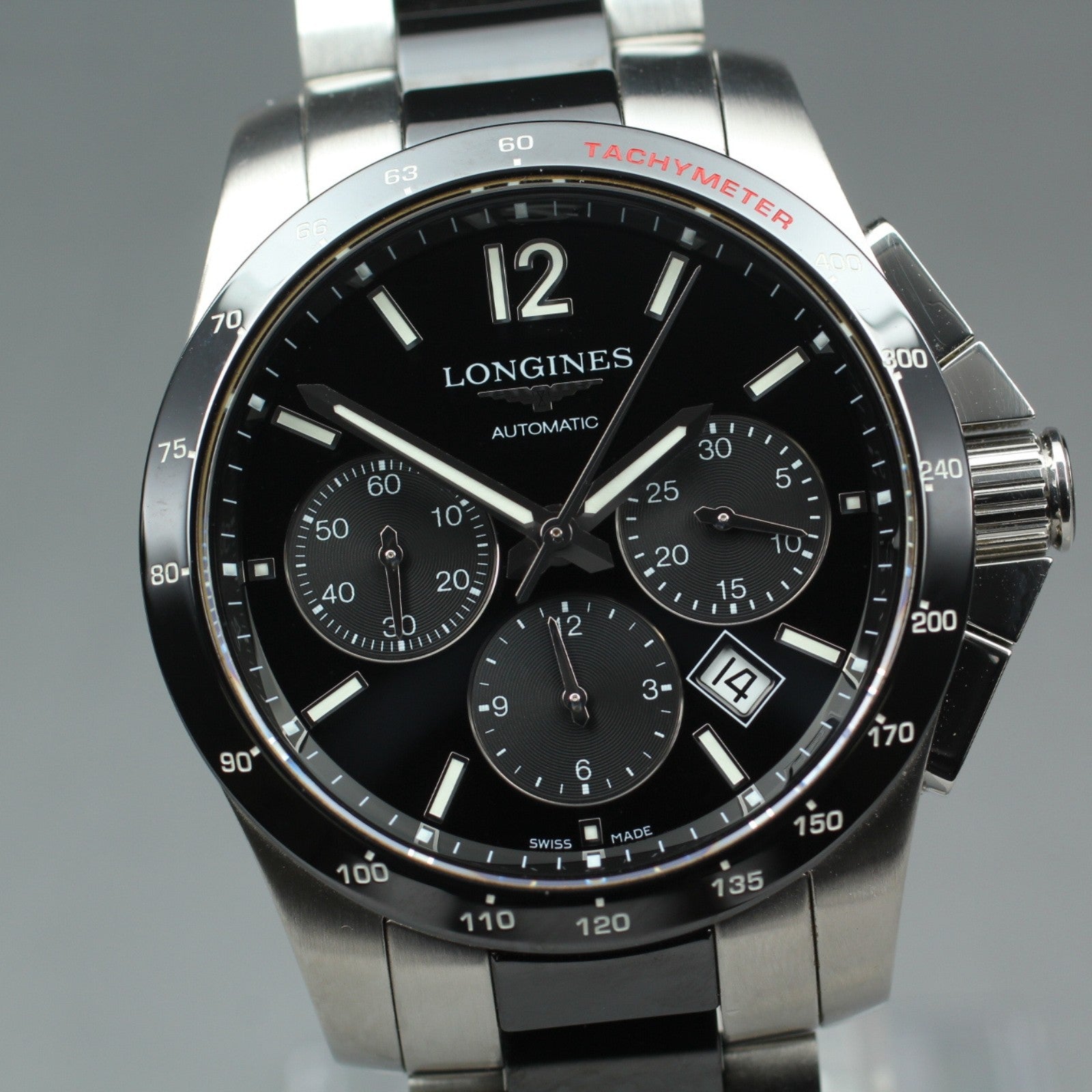 [Exc+5]Box LONGINES Conquest L2.744.4 Black Automatic Men's Watch 41mm JAPAN