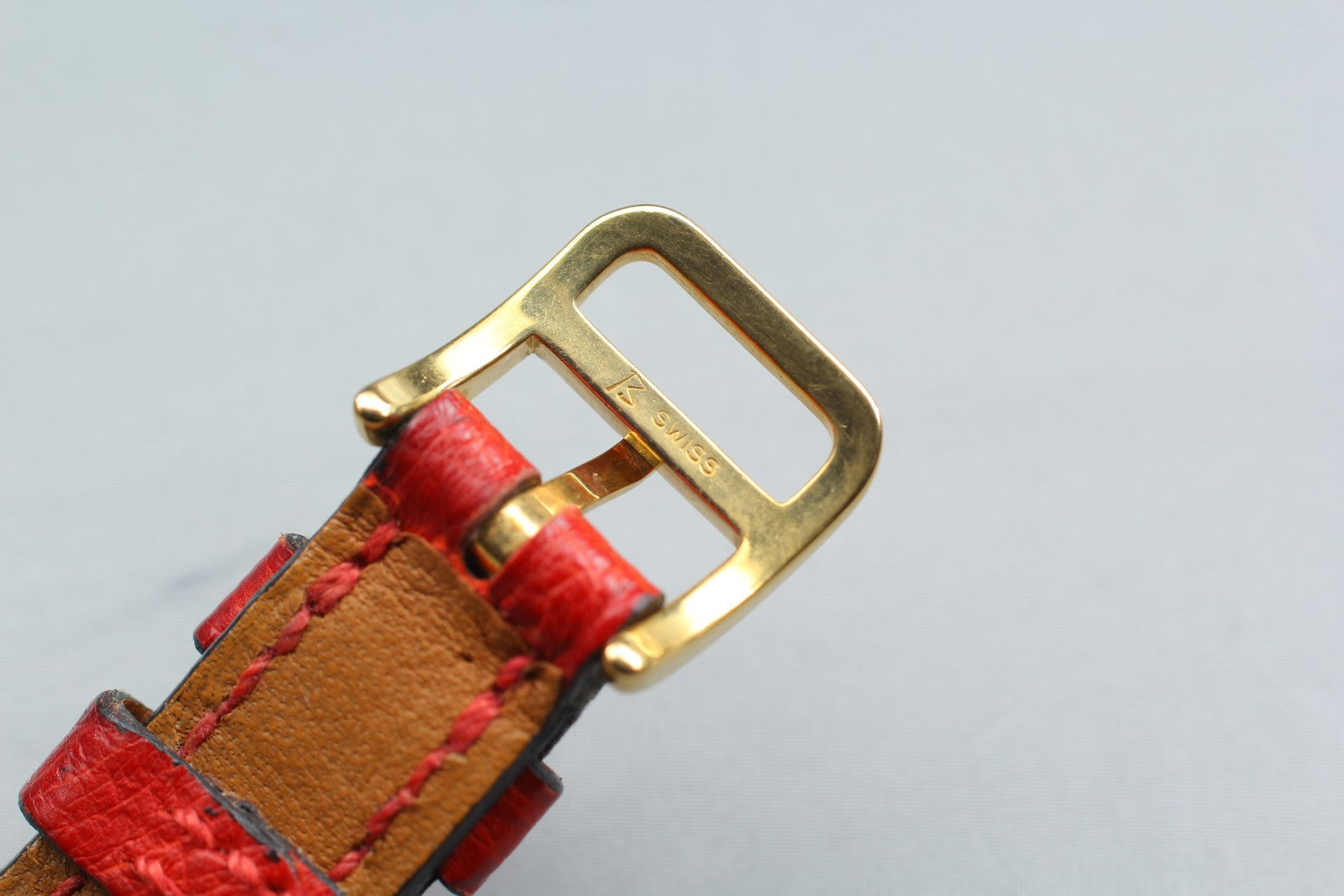 Vintage HERMES Sellier White Dial Red "T" 24mm Woman's Quartz Watch