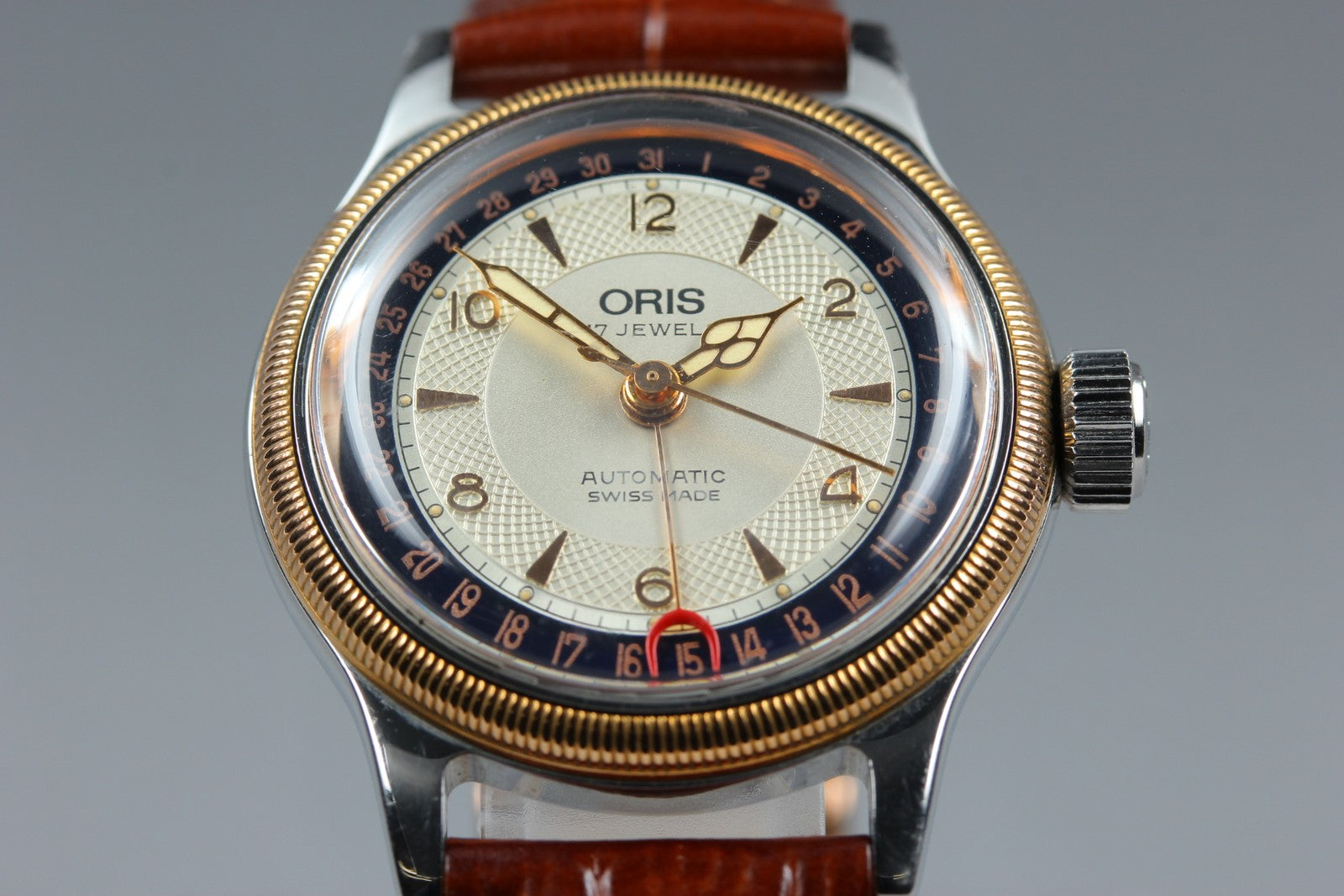 Vintage ORIS Big Crown Pointer Date 7400B Automatic Cream Men's Watch 32mm JAPAN