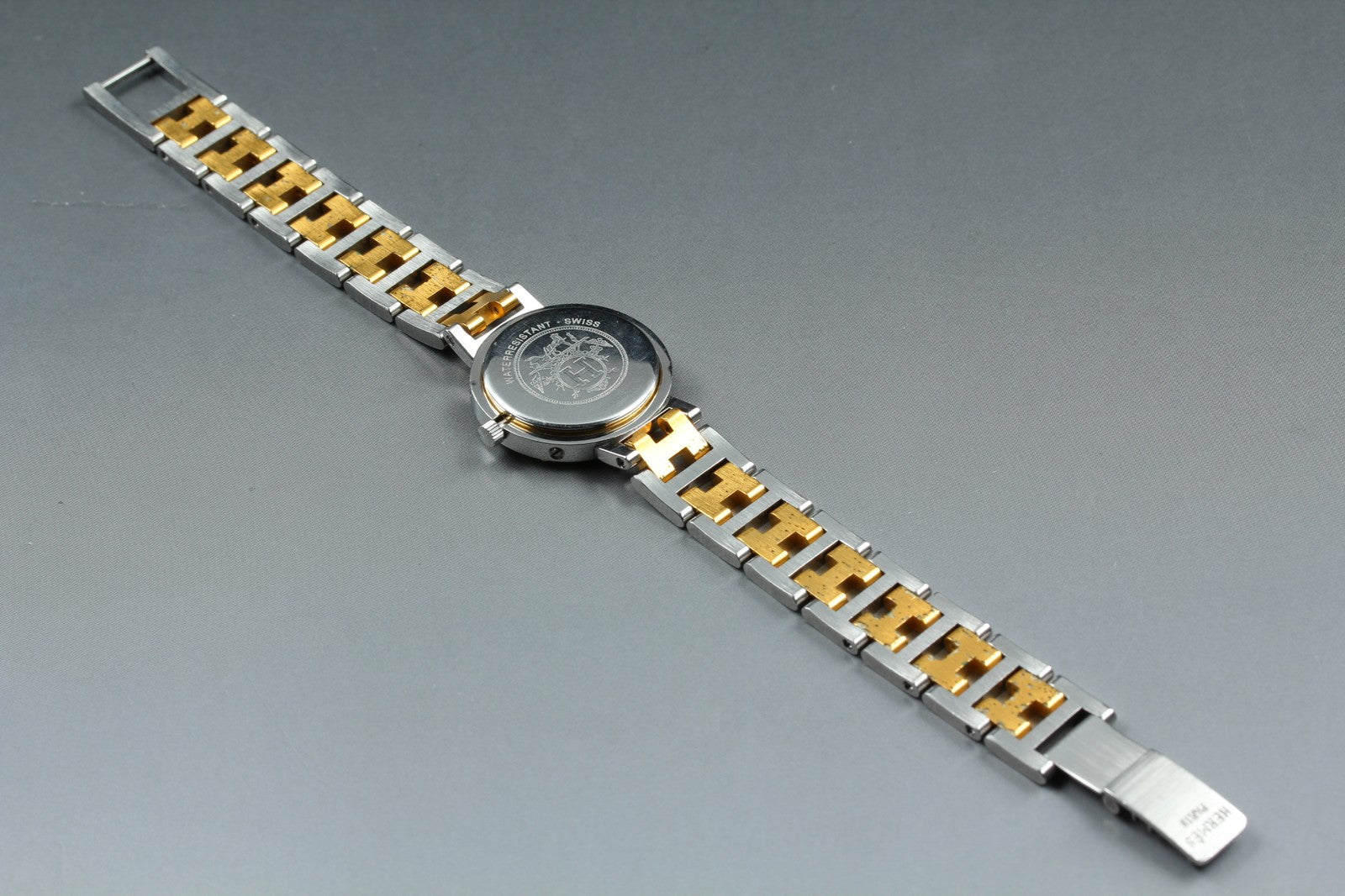 Vintage [Exc+5 Box] Hermes Clipper 24mm White Dial Gold Woman's Watch Quartz