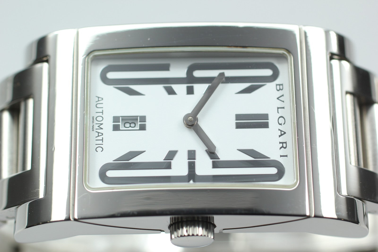 [Exc+5 Box] BVLGARI Rettangolo RT45S Automatic Date White Dial 26mm Watch JAPAN