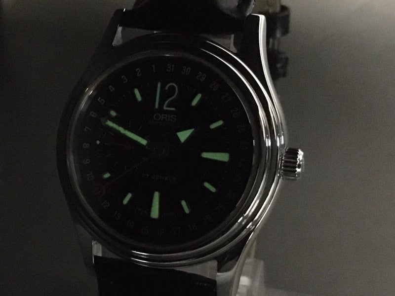 Vintage ORIS Pointer Date 7476 Automatic Black Date Men's Watch 37mm From JAPAN