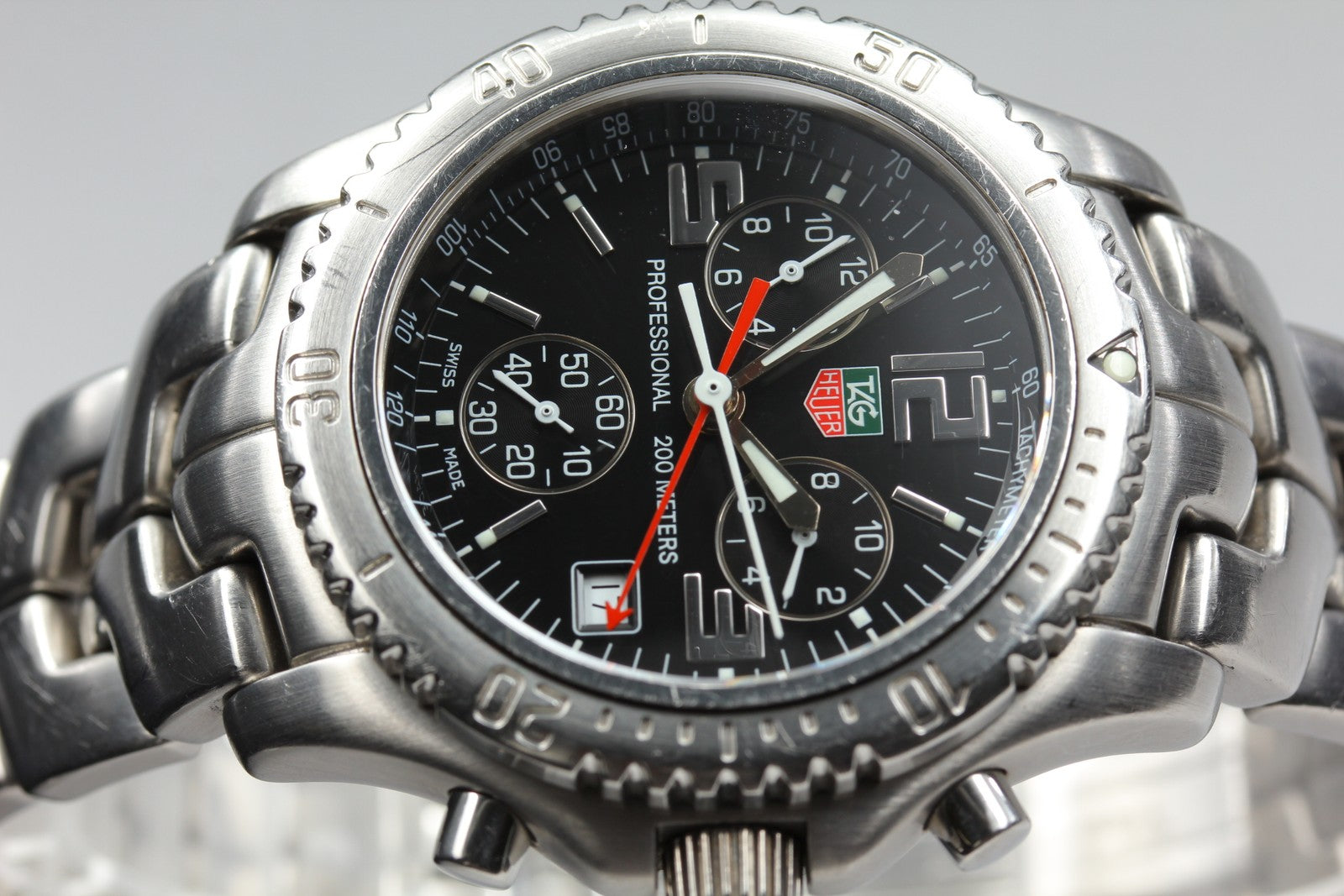TAG HEUER Link CT1111 Quartz Chronograph Black Men's Watch 40mm JAPAN Box
