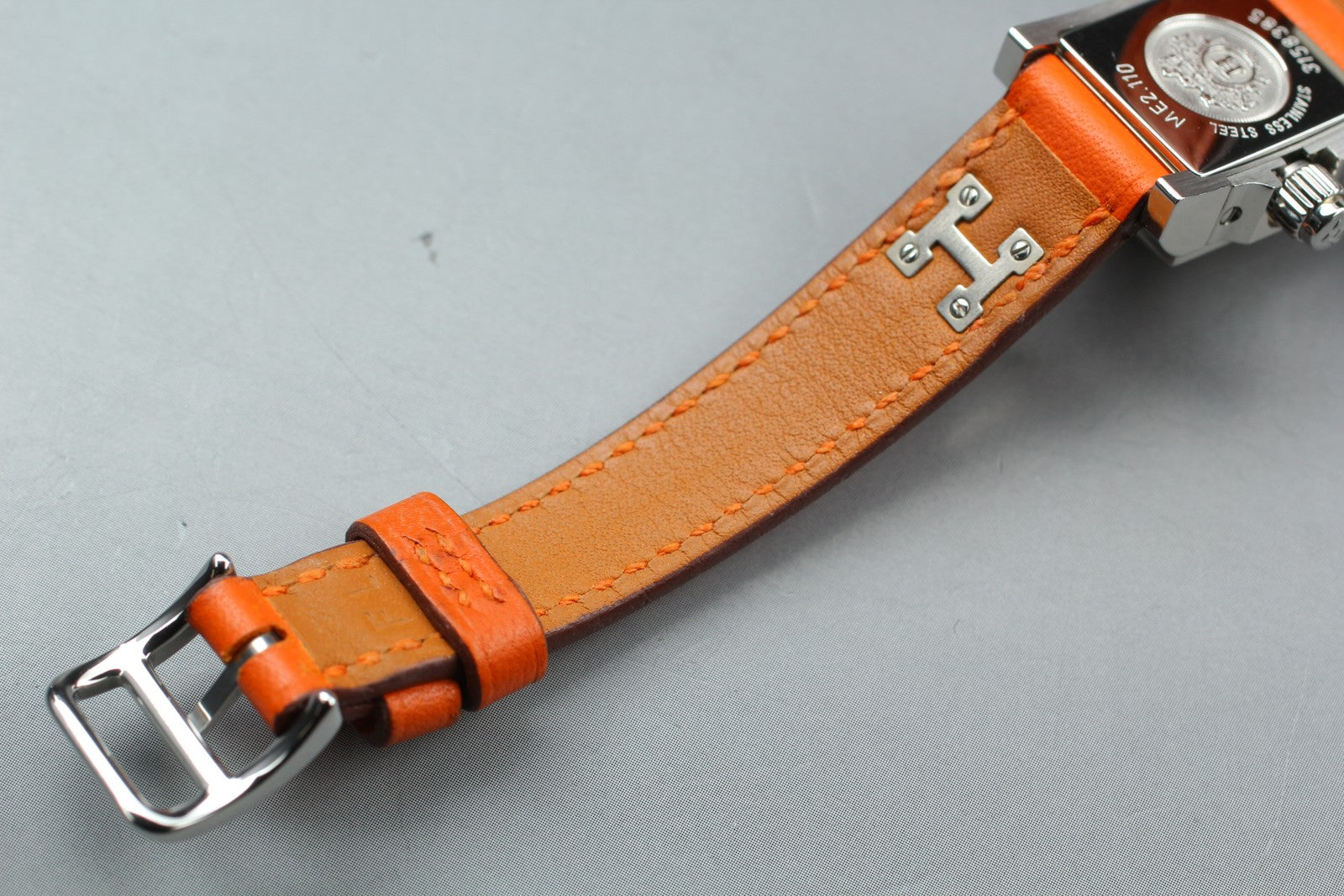 [Exc+5] HERMES Medor ME2.110 Silver Orange 17mm Woman's Watch Quartz From JAPAN