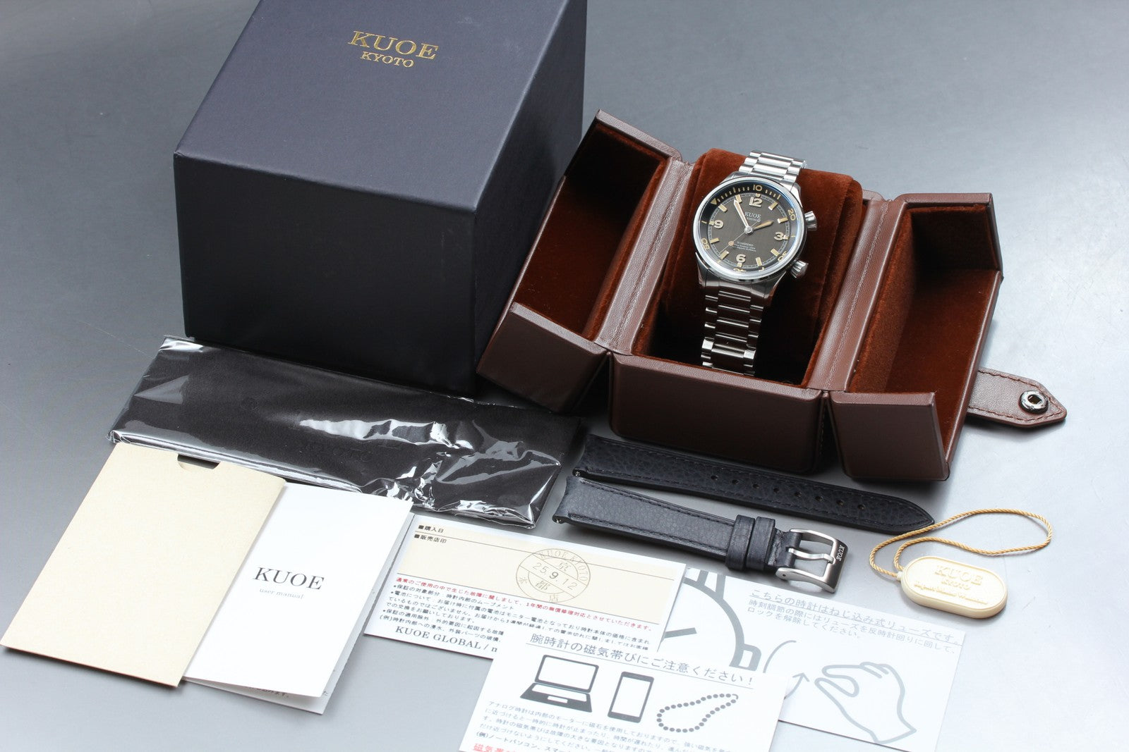 KUOE KYOTO SOMBRERO 90-011 38mm Linen Dial Automatic Men's Watch JAPAN [Box]