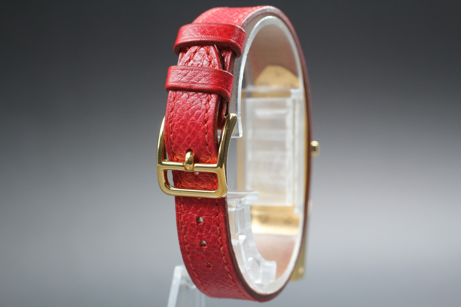 Vintage [Exc+5] HERMES Kelly Watch Gold Red Leather "Z" Woman's Quartz Watch