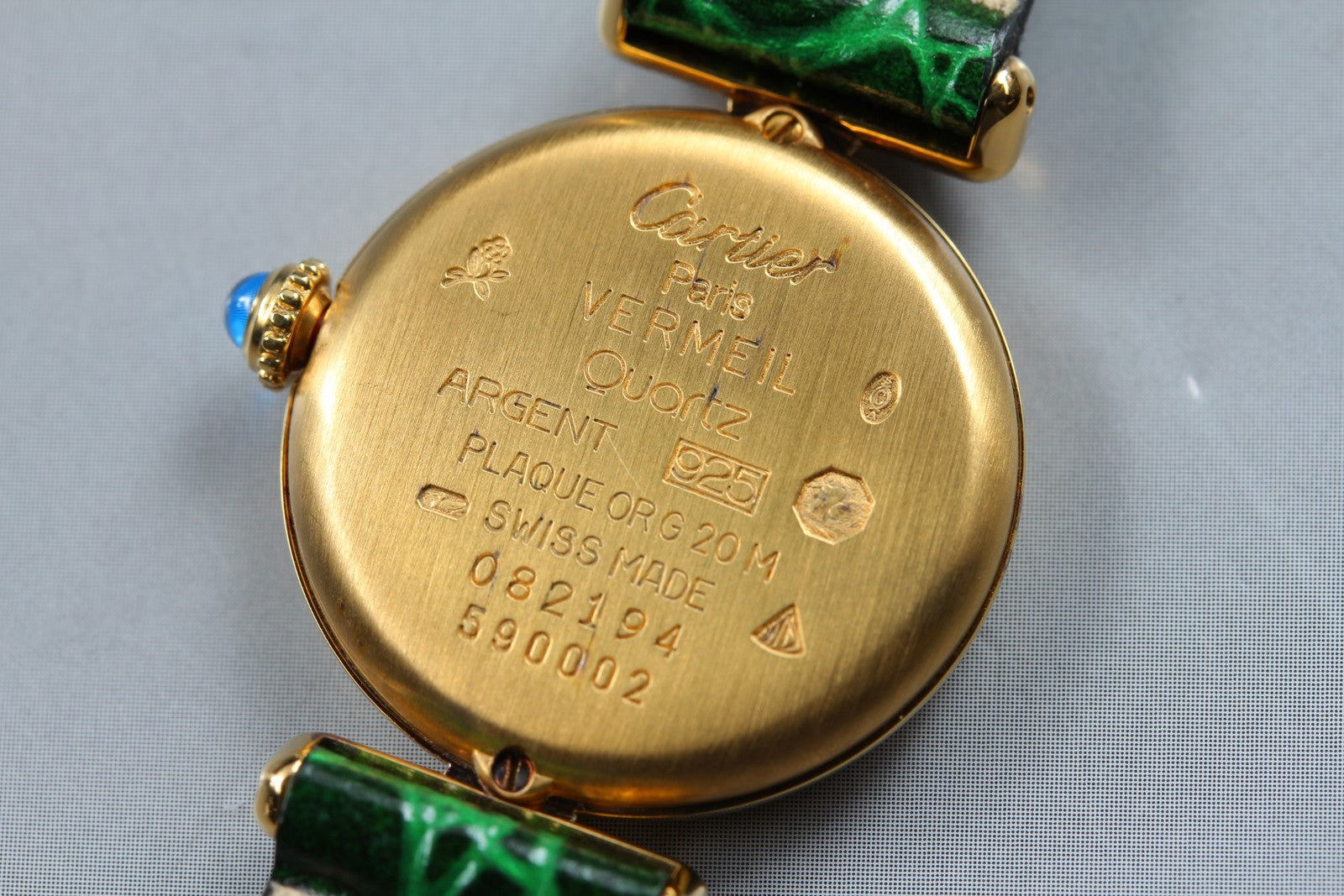 Vintage [w/Box] Cartier Must Colisee Vermeil 590002 Green Women's Quartz Watch