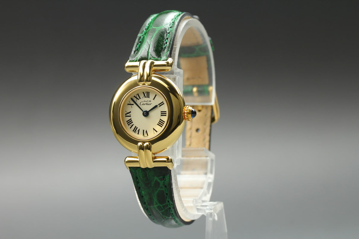 Cartier Must Colisee Vermeil 590002 Green Gold Women's Qz Watch Vintage [Box]