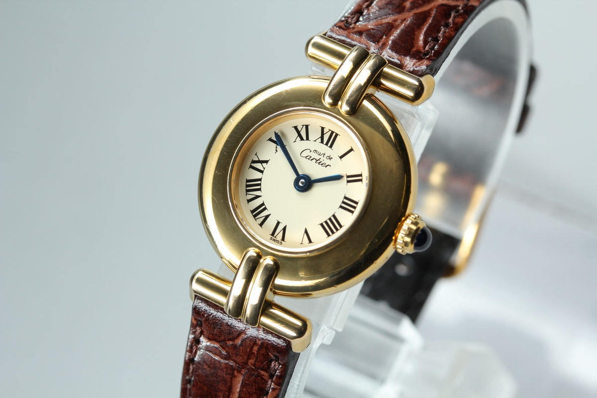 Cartier Must Colisee Vermeil 590002 Brown Gold Women's Quartz Watch Vintage