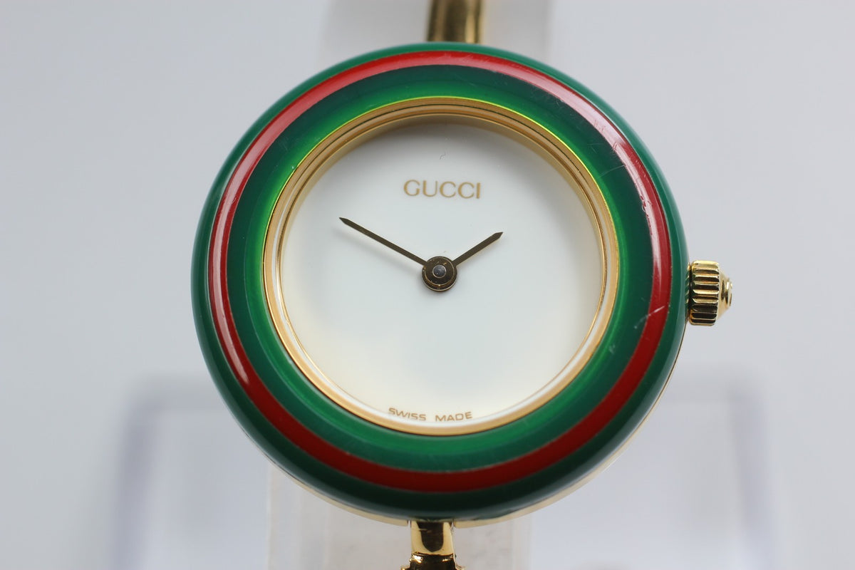 New Batt GUCCI Change Bezel 11/12.2 12Color Quartz Women's Watch w/Box JAPAN