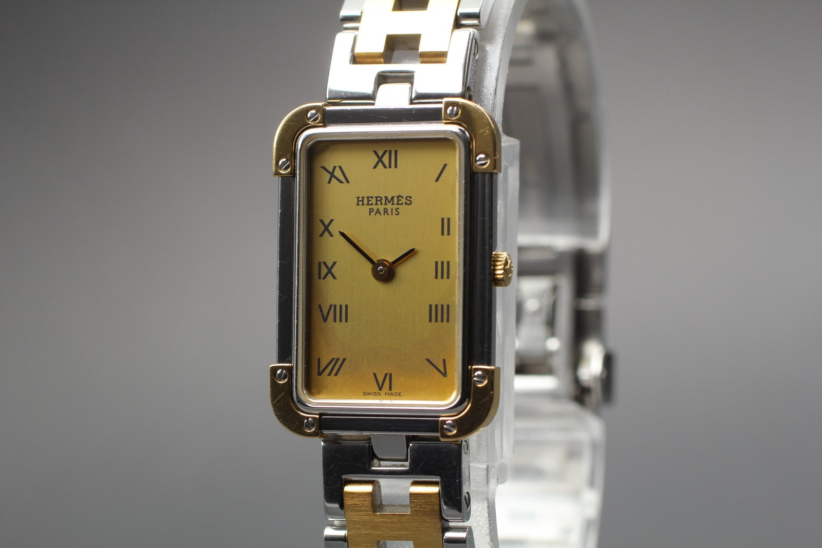 Vintage [Exc+5] HERMES Croisiere CR1.220 Gold Dial 18mm Women's Quartz Watch