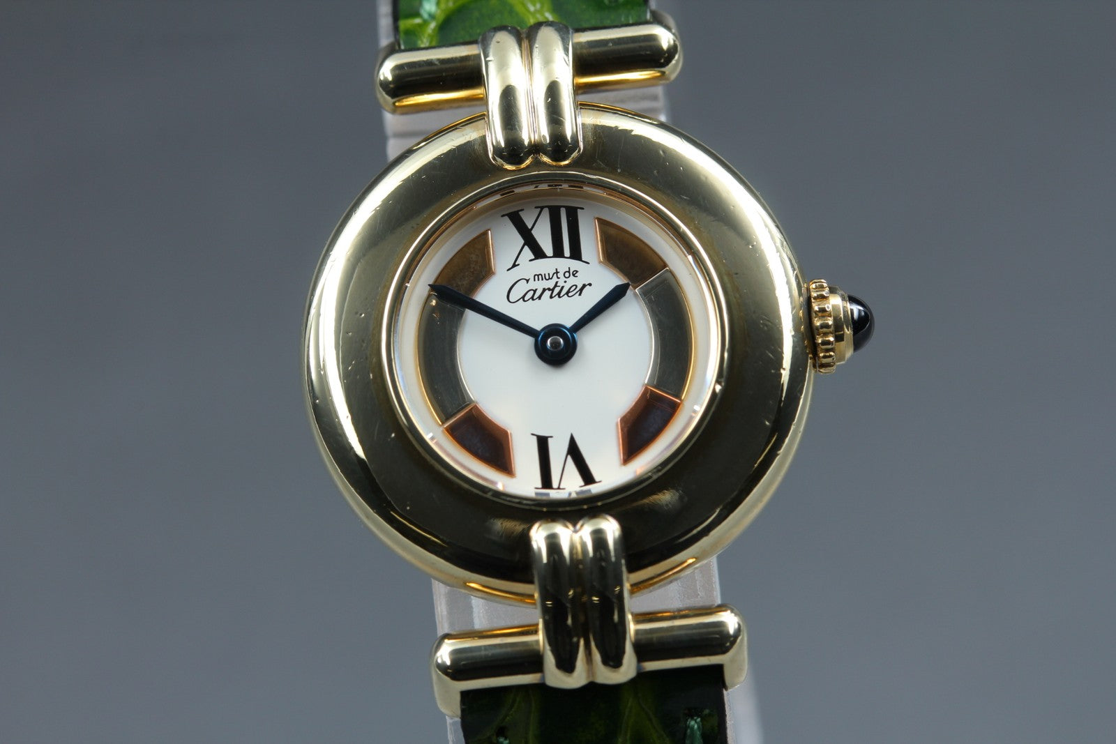 Vintage [Exc+5] Cartier Must Colisee Vermeil 590002 Green Women's Quartz Watch
