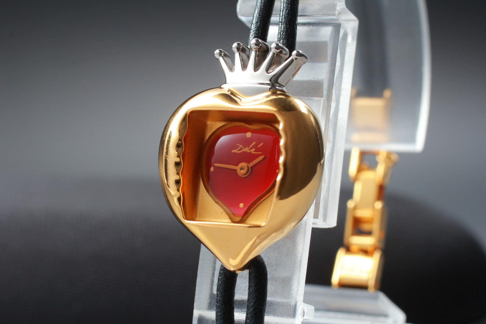 [Exc+5] Salvador Dali Royal Heart 19mm Gold Red Dial Women's Quartz Watch JAPAN