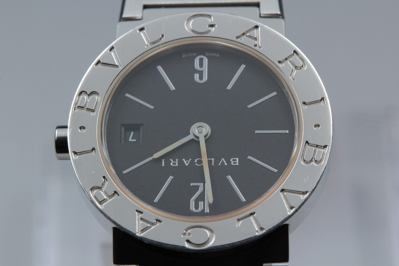 New Batt BVLGARI BB26SS Black Dial Quartz Date Women's Watch  26mm Used JAPAN