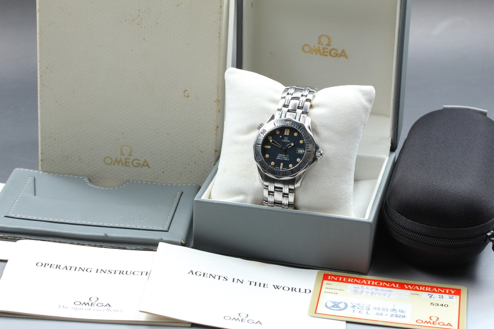 Overhauled [w/Box] OMEGA Seamaster 300M 2562.80 Date Blue 36mm Qz Men's Watch