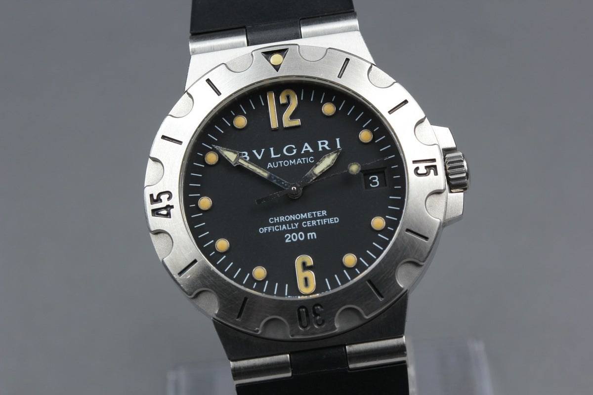 BVLGARI Diagono Scuba SD38S Black Dial Rubber 38mm Automatic Men's Watch [Box]