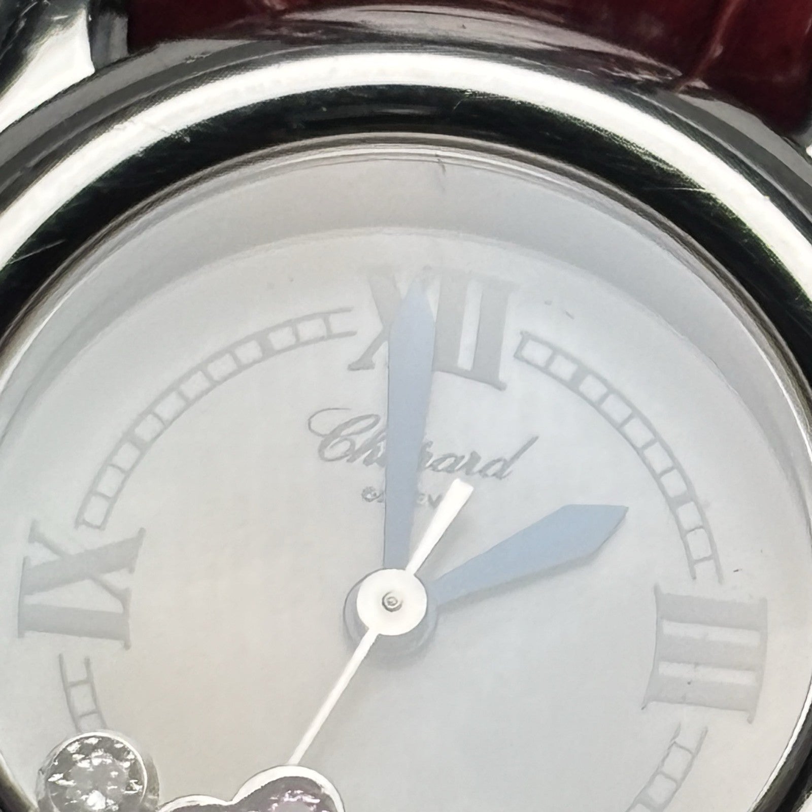 EXC+5 Chopard Happy Sports 27/8245-42 Heart Diamond Red Silver Qz Women’s Watch