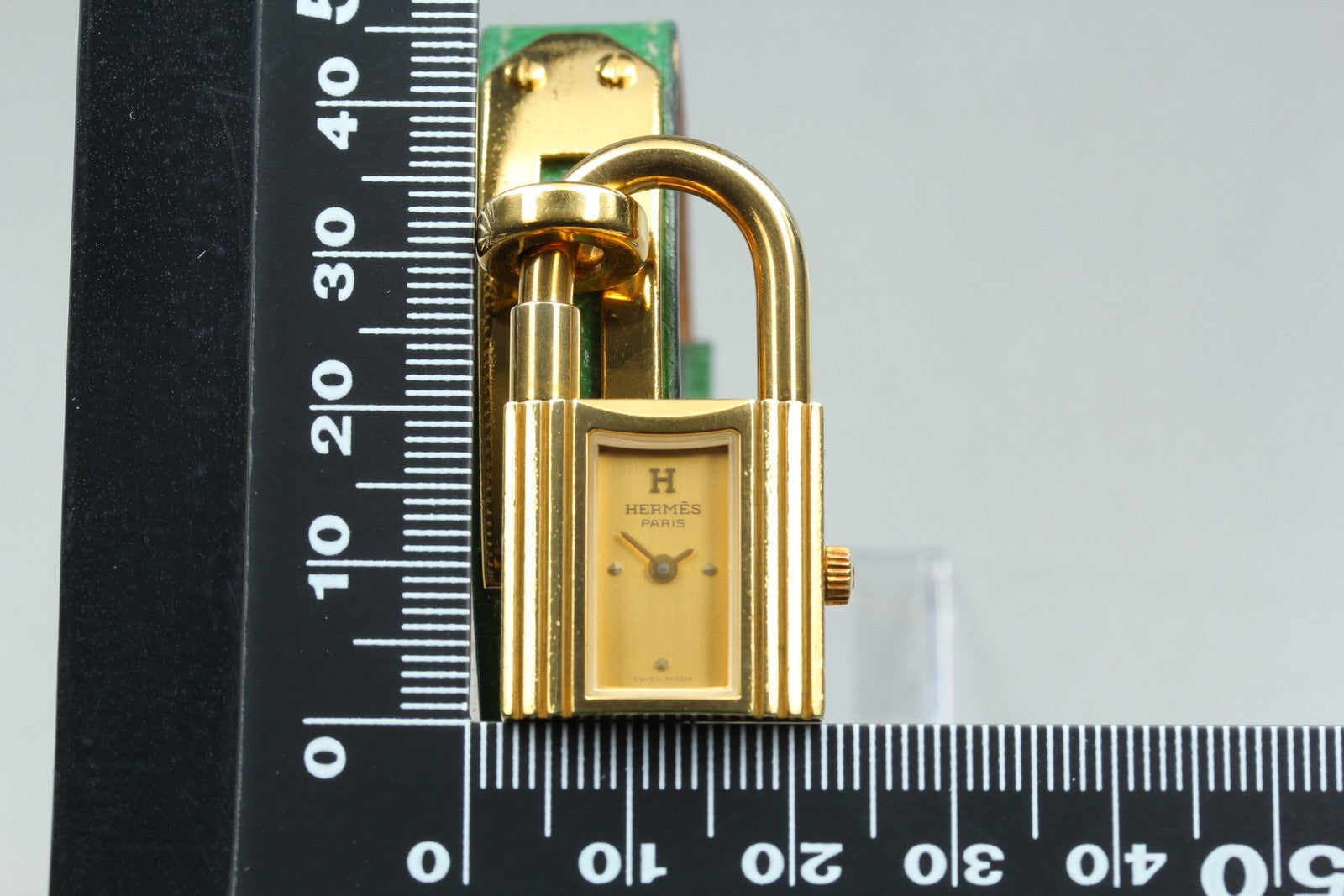 Vintage [Exc+5 Box] HERMES Kelly Watch Gold Green Woman's Quartz Watch JAPAN