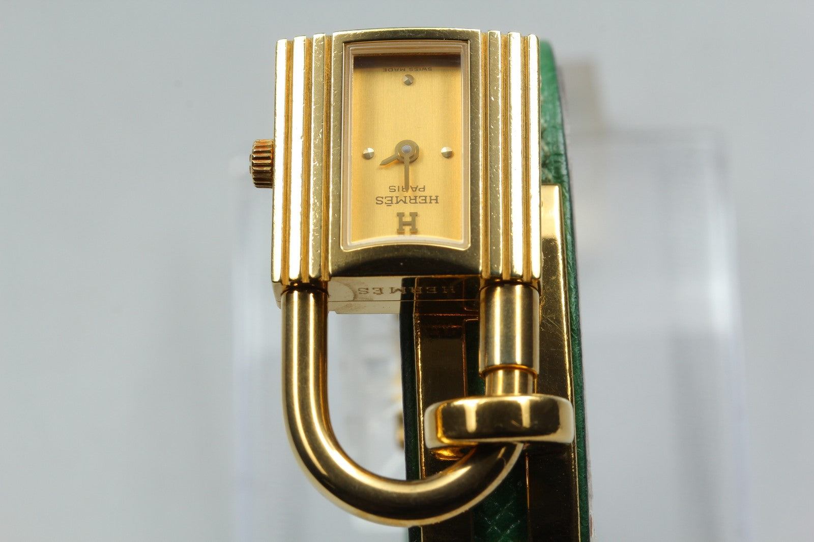 Vintage [Exc+5 Box] HERMES Kelly Watch Gold Green Woman's Quartz Watch JAPAN