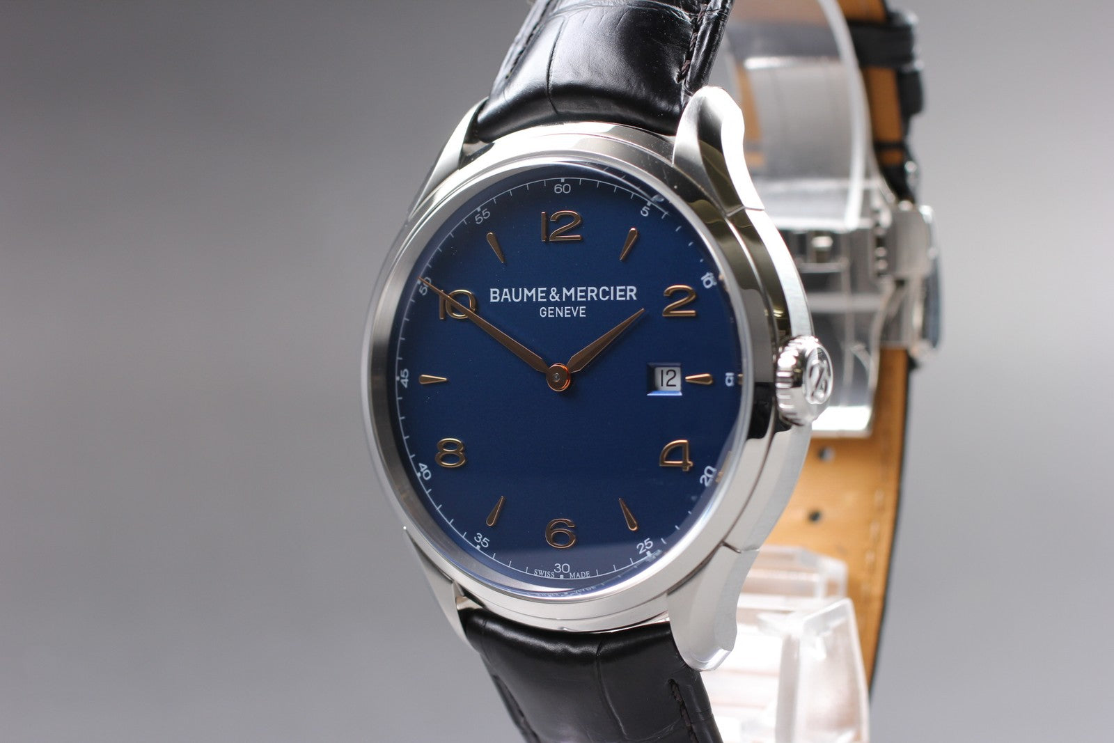 BAUME＆MERCIER Clifton 65846 Quartz Blue Dial Men's Watch 45mm JAPAN Box