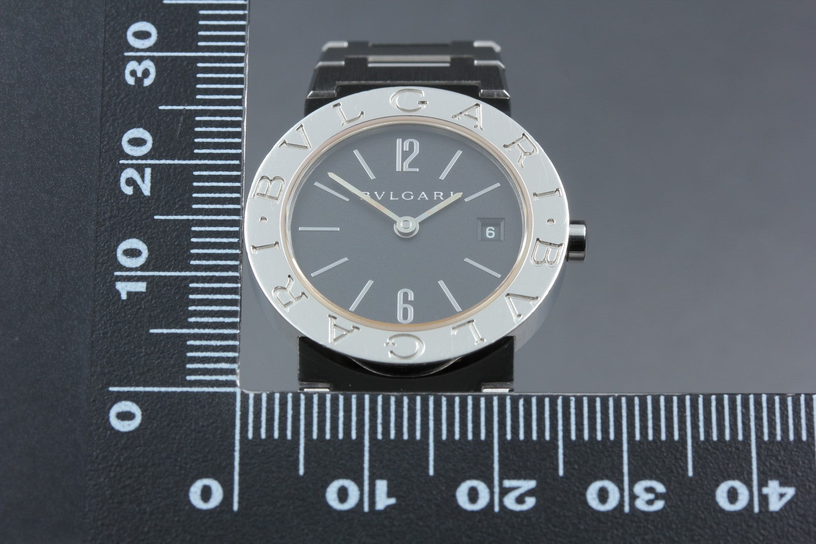 New Batt BVLGARI BB26SS Black Dial Quartz Date Women's Watch  26mm Used JAPAN