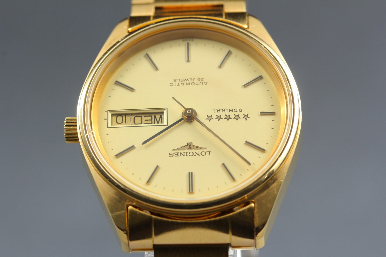 LONGINES Admiral 5 Star L7.634.2 Automatic Gold Day/Date Men's Watch 33mm JAPAN