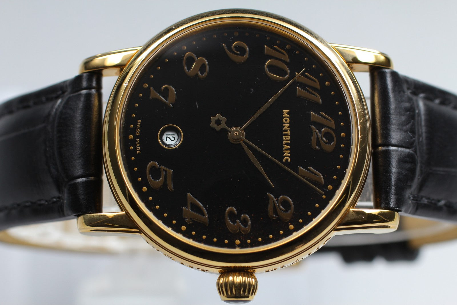 [Exc+5] Montblanc Meisterstuck 7005 Black Dial Gold Unisex Quartz Watch JP