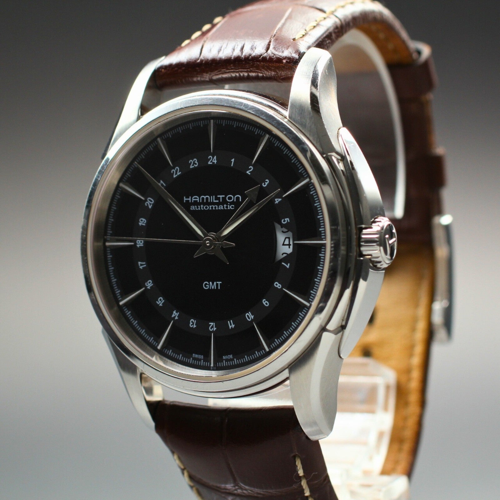Exc+5* Hamilton Jazzmaster Traveler GMT Automatic Black Men's Watch 42mm JAPAN