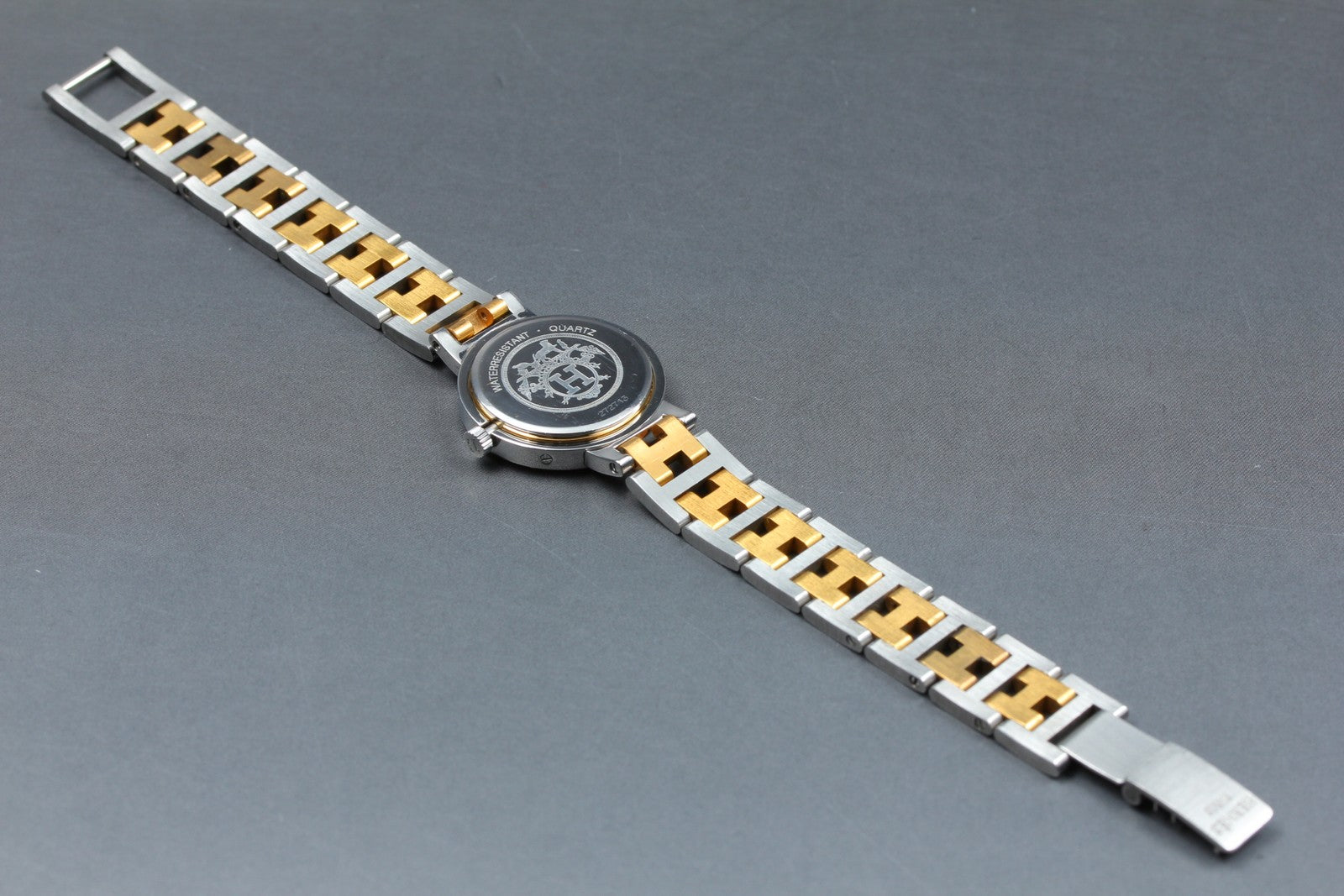 Vintage [Exc+5 Box] Hermes Clipper 24mm White Dial Gold Woman's Watch Quartz