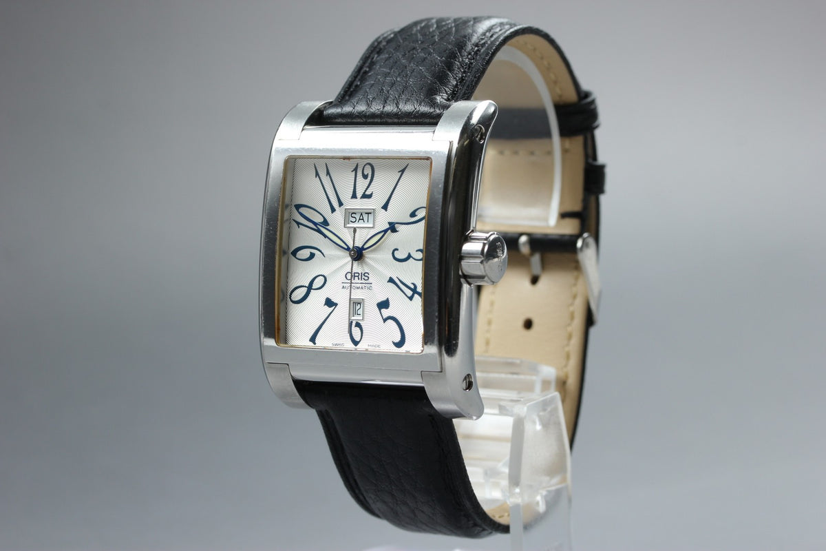 ORIS Miles Rectangular 7528 Day Date Silver Black 33mm Automatic Men's Watch