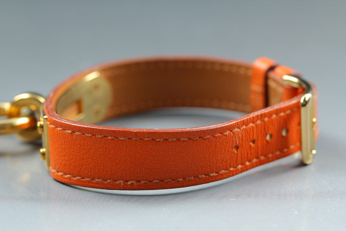 [Overhauled /Box] HERMES Kelly Watch Orange Dial Gold "A" Woman's Watch Quartz